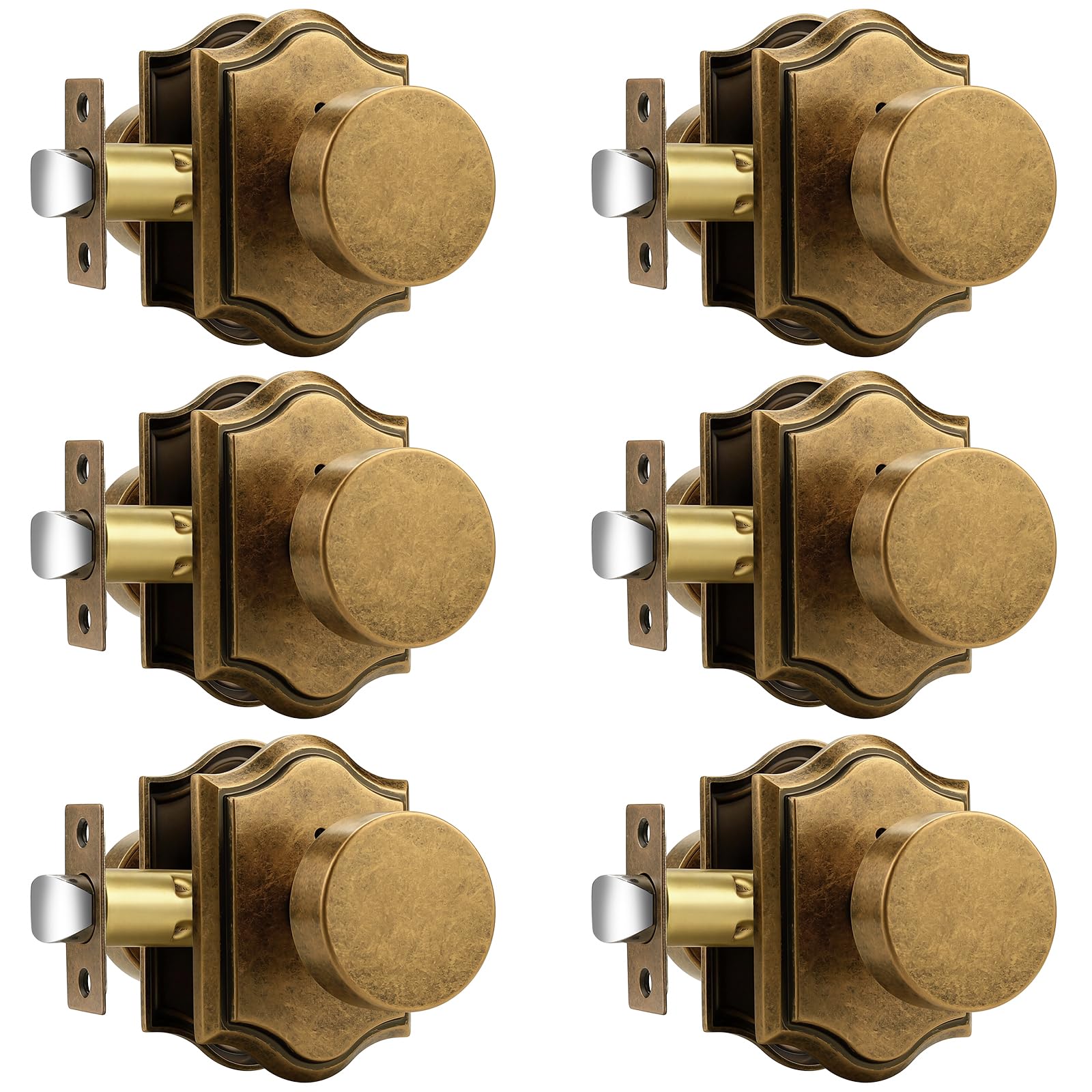 Antique Brass Door Knobs - Privacy & Push Button Lock -1