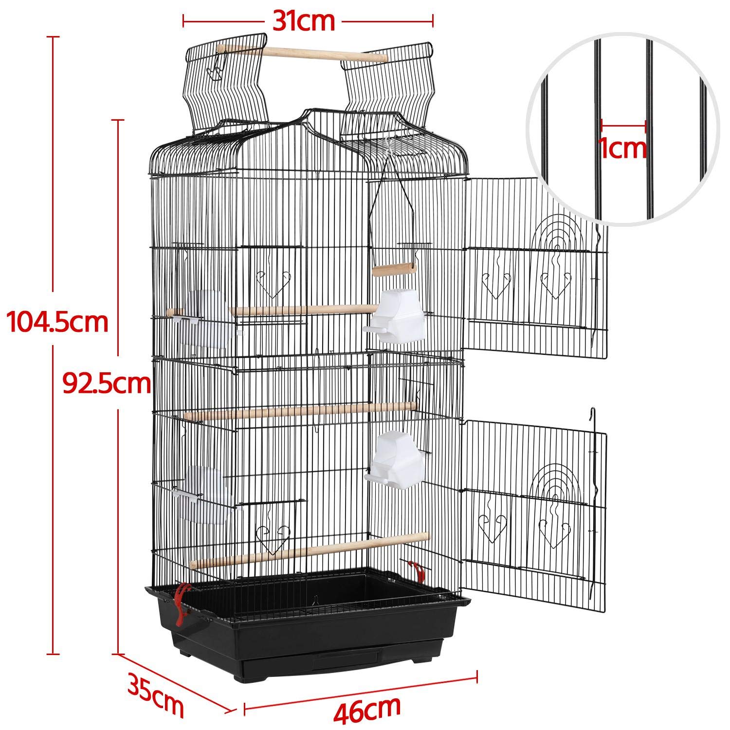 Yaheetech Open Top Bird Cage for Small Parrot/Budgie/Lovebird/Cockatiel