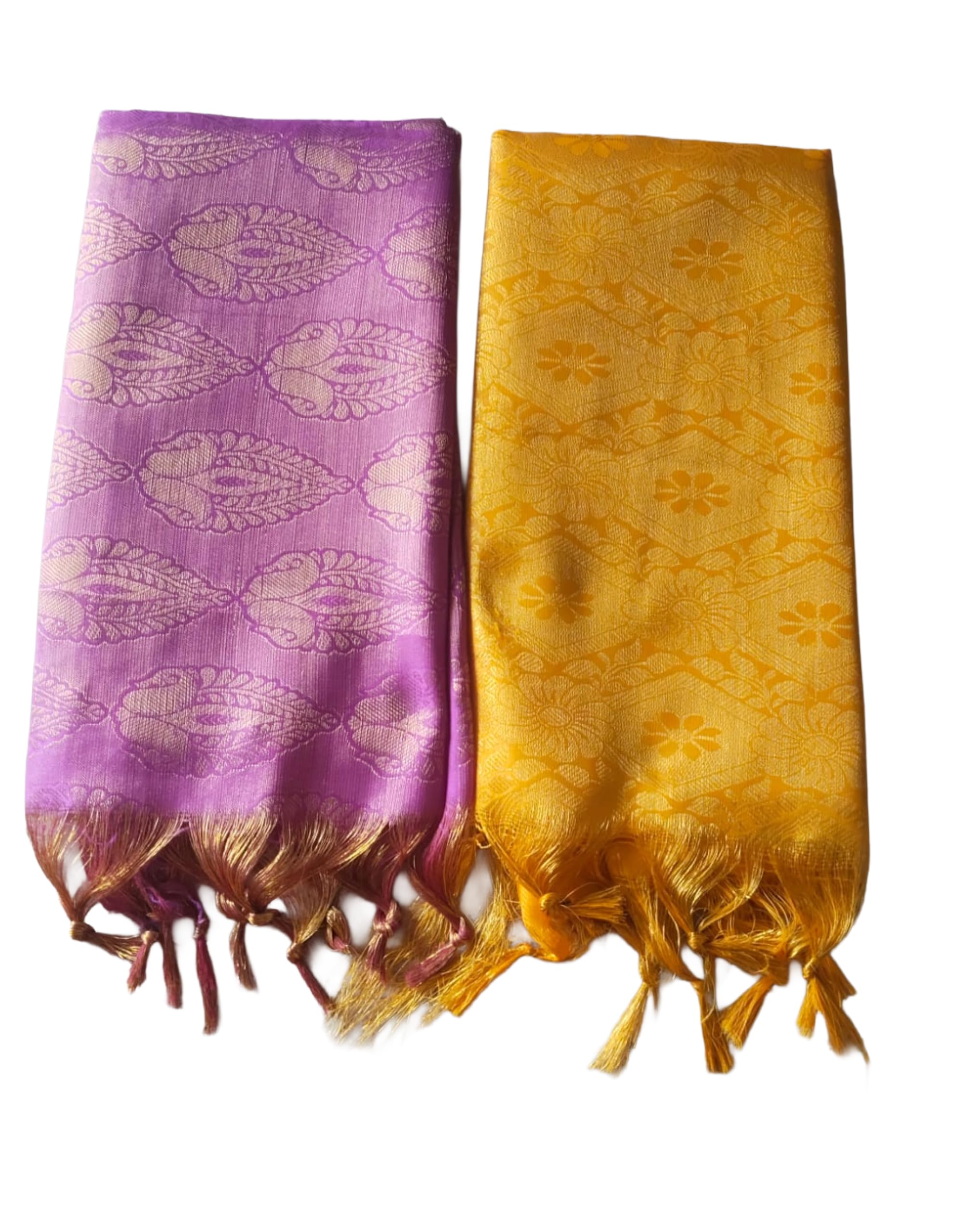 Rani Pink & Gold Yellow Zari Felicitation Shawls Pack of 2-image-9