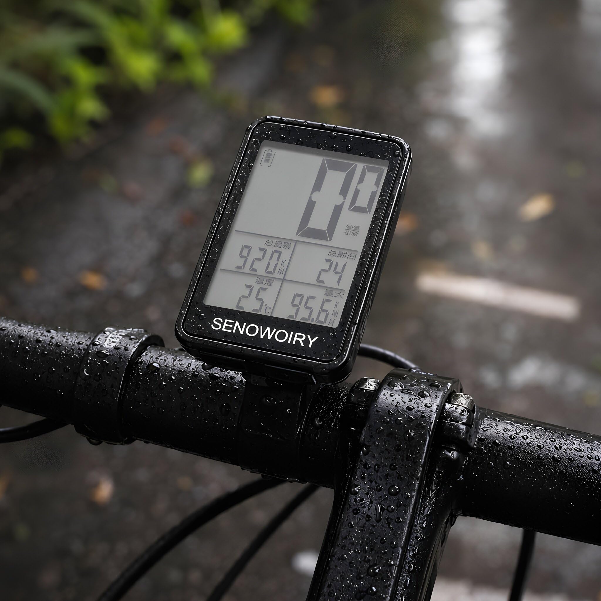 Veemoon Ciclocomputer wireless impermeabile, con retroilluminazione e | Tachimetro e contachilometri wireless per bicicletta - Monitor di velocità per bici da strada - Batteria a lunga durata