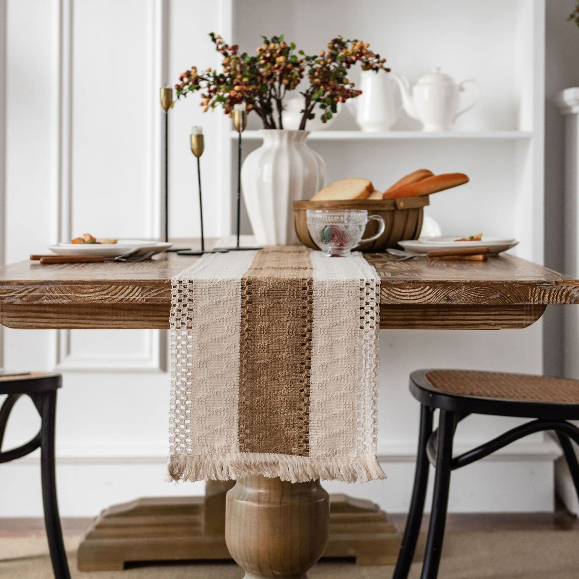 Camino De Mesa Zeemart, Estilo Macramé, Bicolor, 36 X 229 Cm | Cuotas