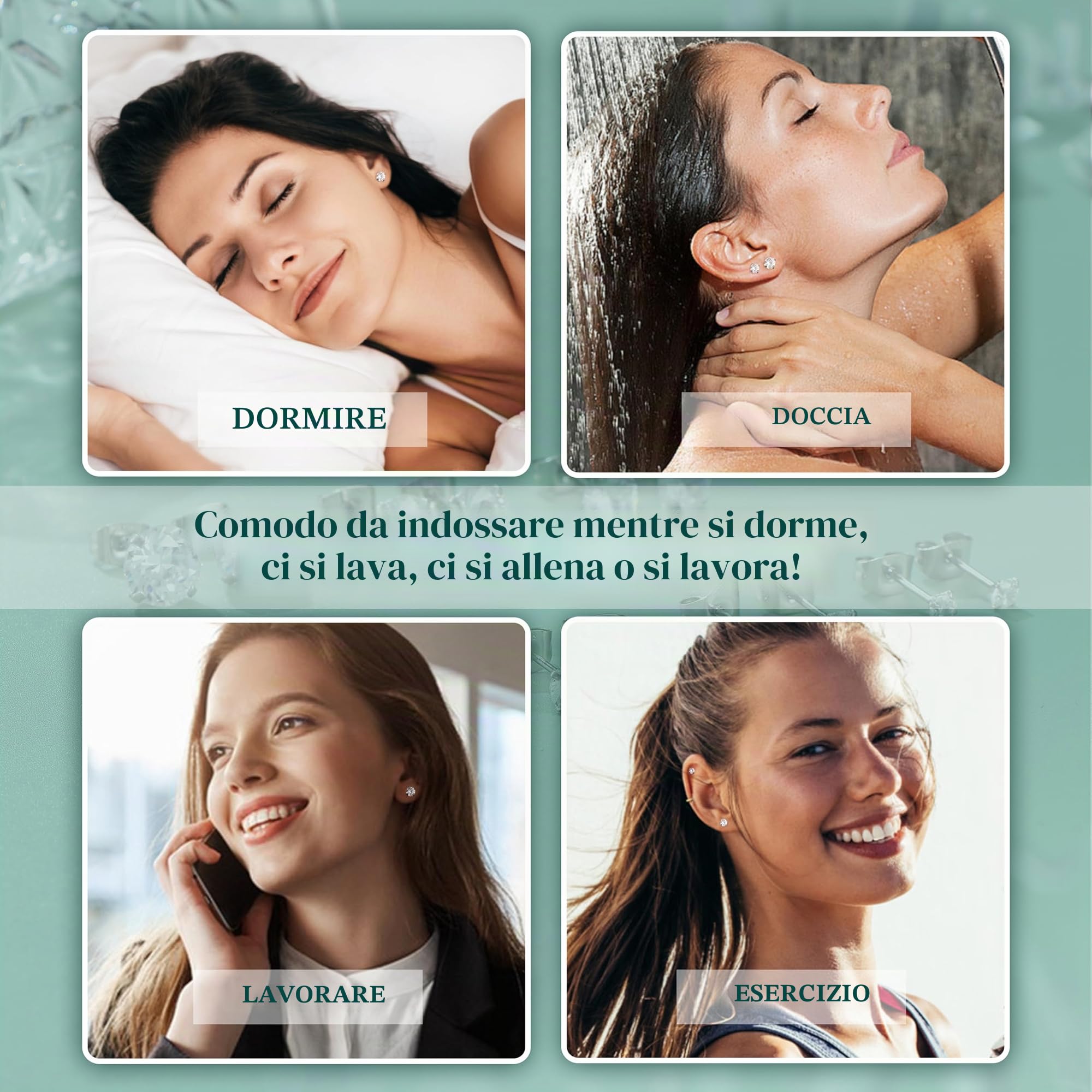 Diamday 6 Paia Orecchini per Donna Uomo Acciaio Chirurgico Piercing Orecchio Orecchini Anallergici Donna 5A Zircone Cubico Orecchini Argento Oro Helix Trago Cartilagine Orecchini Set Uomo