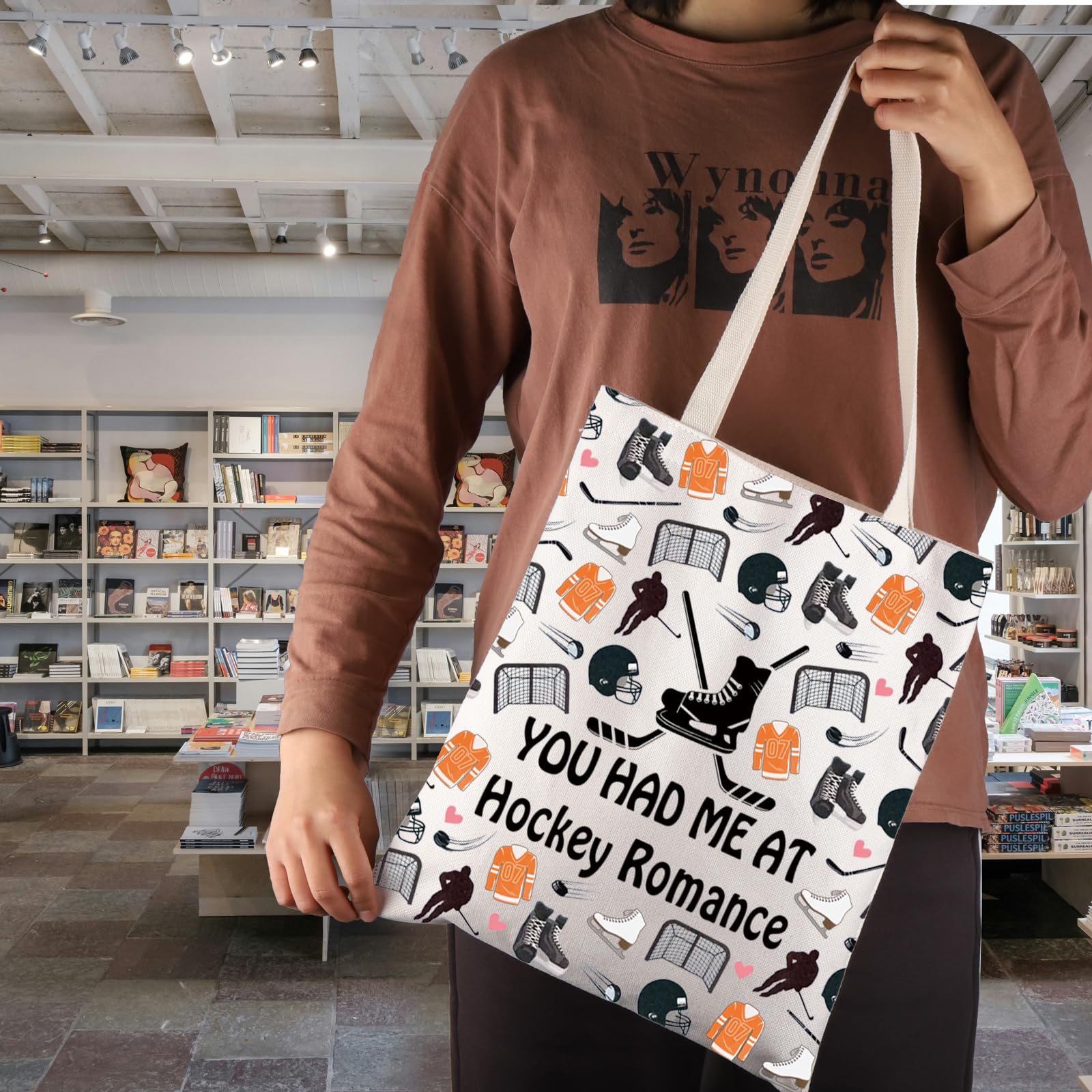 JNIAP Sports Romance Gift You Had Me at Hockey Romance Tote Bag Romance Readers Gift (You Had Me Tote Bag)
