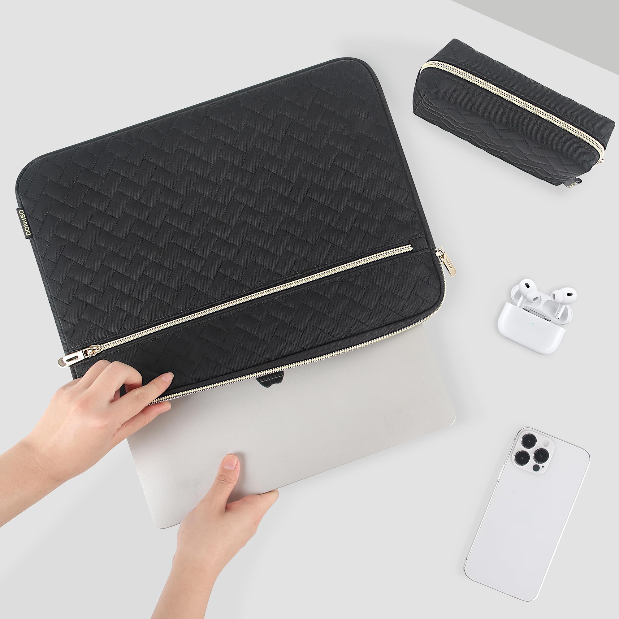 DOMISO Sacoche Ordinateur Portable 15.6 Pouces Imperméable Rose - Protection MacBook Dell HP