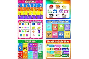 Set of 6 Kids Placemats Educational for Children Montessori Educational Playmats