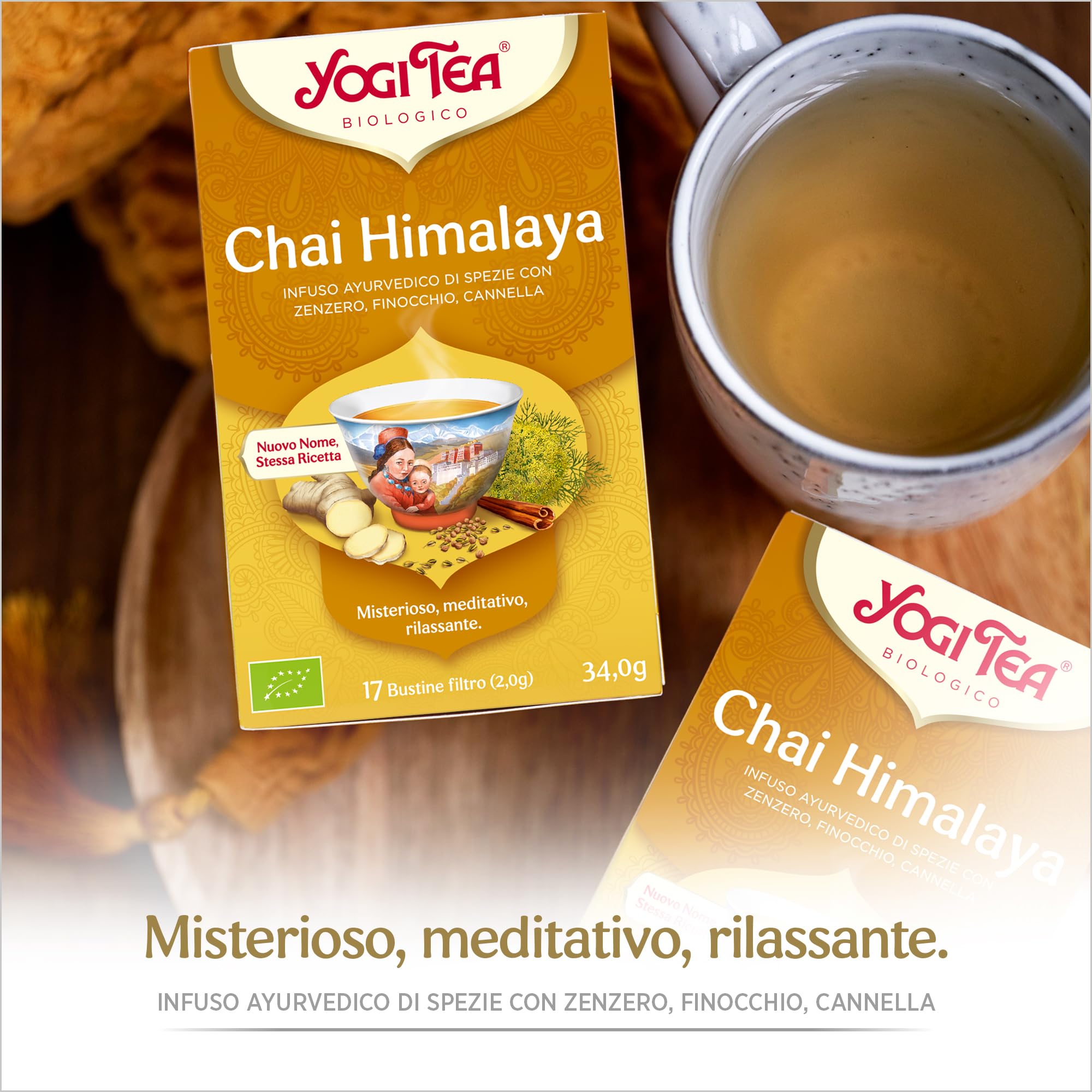 Yogi Tea Himalaya Bio - Infuso Ayurvedico - Miscela di Zenzero, Finocchio e Cannella - Senza Caffeina - Confezione da 6x17 bustine (102 bustine in totale)