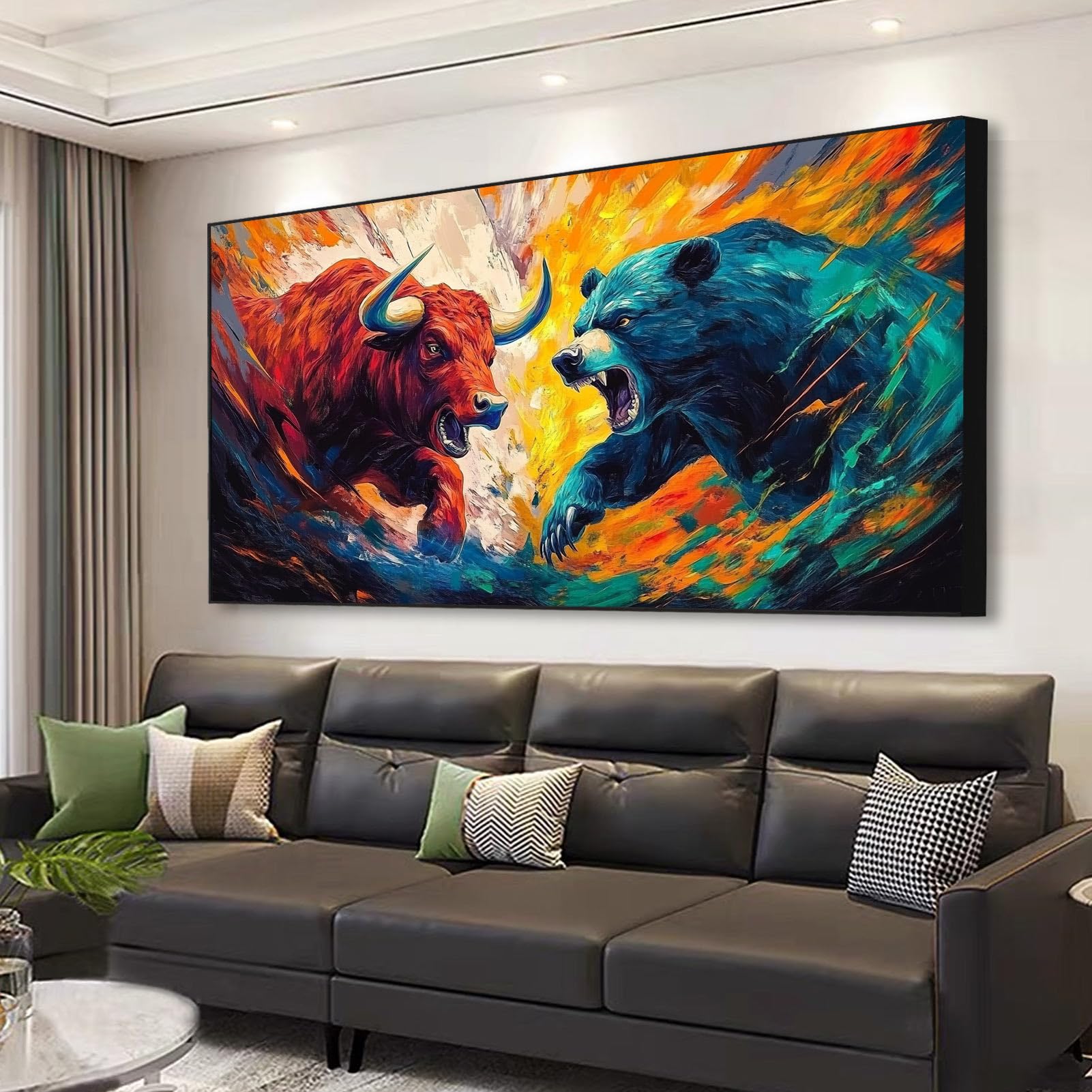 Usoway Bull Vs Bear Stock Market Trading Framed Poster For Wall Art Decor Bathroom Canvas Art Pictures Prints UnFramed,12x12inch(30x30cm - View #8