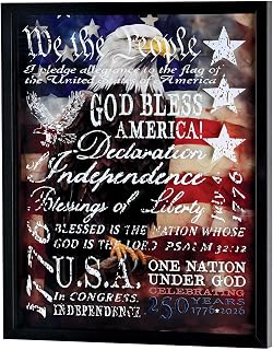 Dicksons Patriotic Wall Art With Black Shadow Box Style Frame, Inspirational Christian Home Décor 21 x 17 Inch American Flag and Eagle We the People