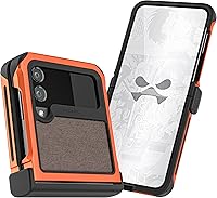 Vista 63 de Ghostek Atomic - Funda delgada para Galaxy Z Flip 4, parte trasera de aramida con parachoques de aluminio rojo, funda protectora de doble capa a