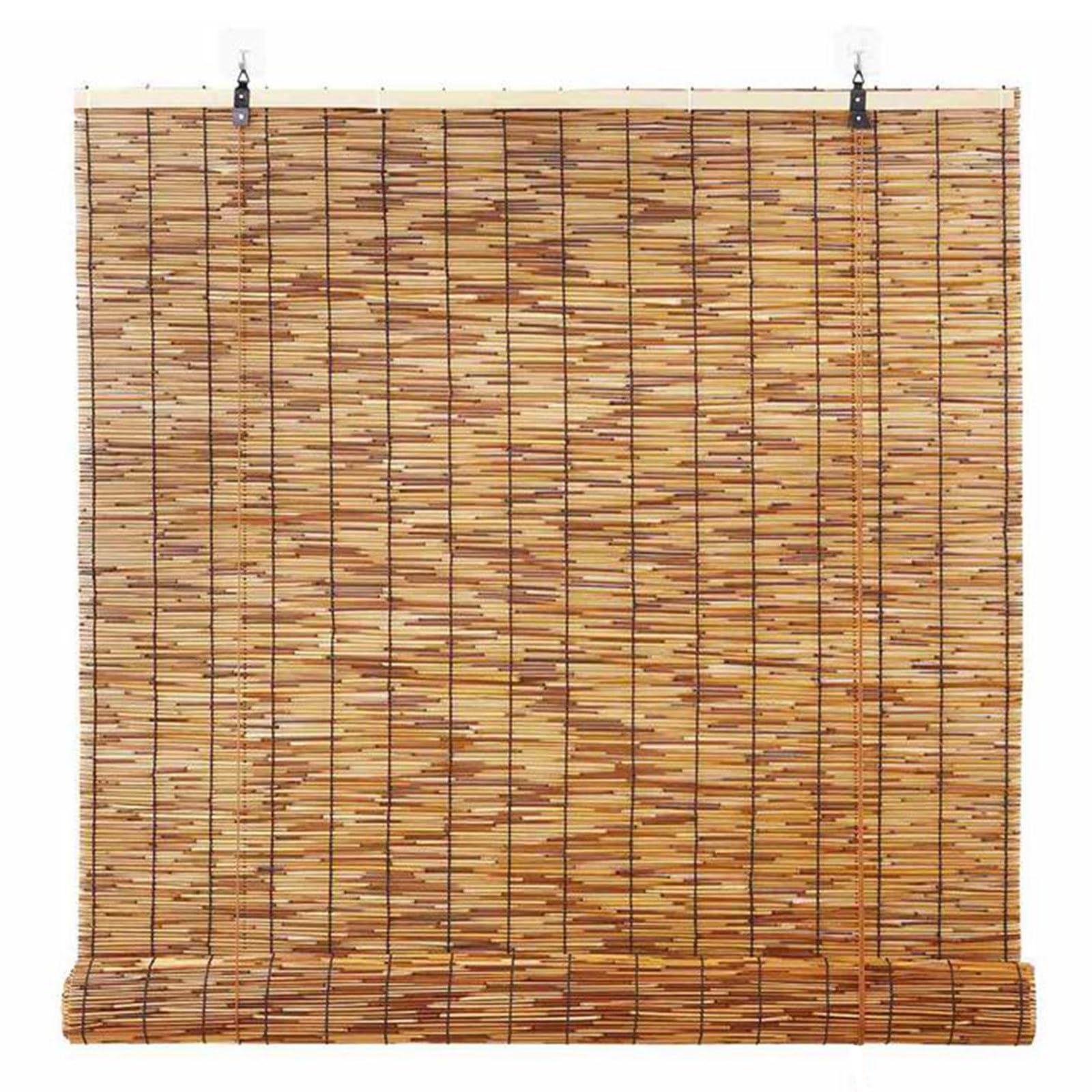 Roll Up Blinds Shades Blackout Breathable Bamboo Shades for Patio Indoor/Outdoor Natural Roman Roller Blinds 50cm 90cm 100cm 125cm 145cm 165cm H Custom (Color : High 180cm, Size : Wide 120cm)