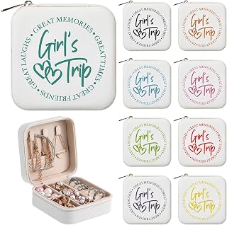 9 Pcs Girls Trip Gifts Favors Bulk Travel Jewelry Box Earring Ring Organizer Boxes for Women Bestie Bride Wedding Anniversary for Mom Wife Girls Weekend 2025 Summer Holiday Travel