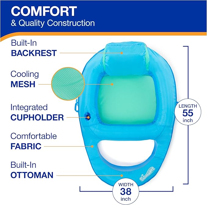 SwimWays Premium Recliner Chair, Sky Blue