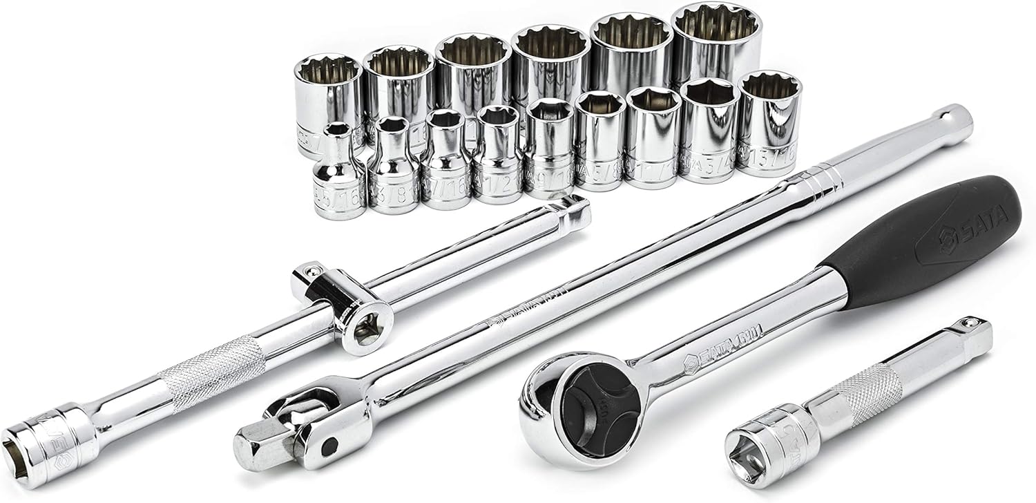 Lowest Price SATA 20-Piece 1/2-Inch Drive 6 and 12-Point Socket Set with 60 Tooth Round Head Ratchet, SAE - ST09087SJ Get Popular Offer SATA 20-Piece 1/2-Inch Drive 6 and 12-Point Socket Set with 60 Tooth Round Head Ratchet, SAE - ST09087SJ