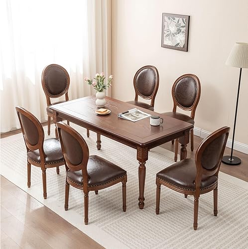 Miniatura 9 de JKGHK - Sillas de comedor, sillas de cocina de madera, silla lateral tapizada de cuero para habitación con respaldo redondo, juego de sillas de sala