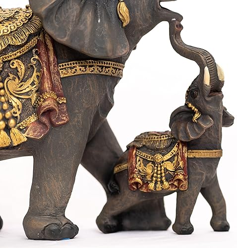 Miniatura 3 de Figuras de estatua de elefantes de mamá y bebé, decoración del hogar, tronco hacia arriba, figura de la suerte para decoración de escritorio