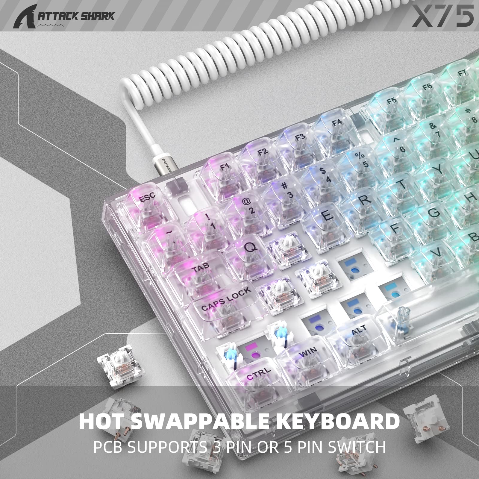 Amazon | ATTACK SHARK (アタックシャーク) X75 Hotswap