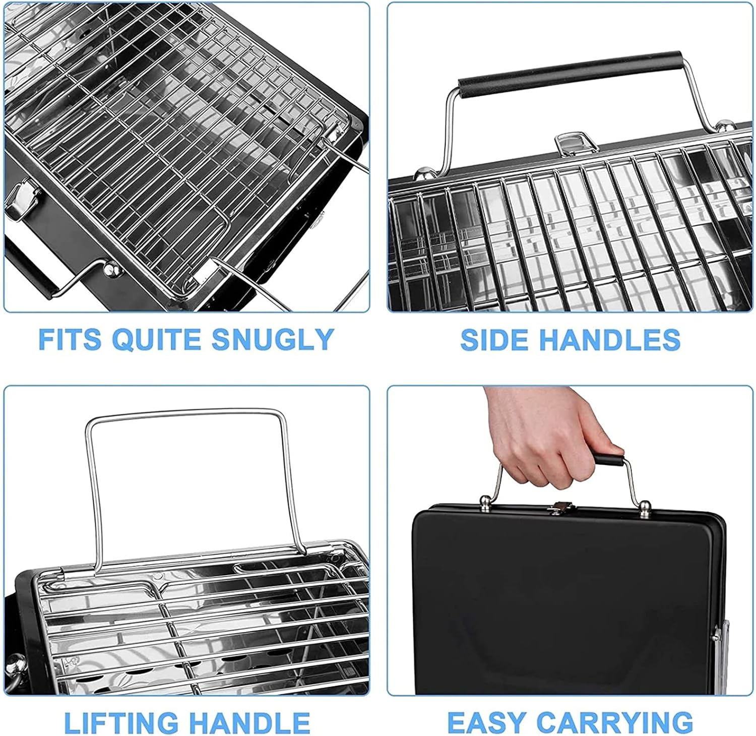 Barbecue Grill Charcoal Stainless Steel Outdoor Camping Backyard Grill, Folding Portable Barbecue Accessories, Suitable for 2 to 5 People