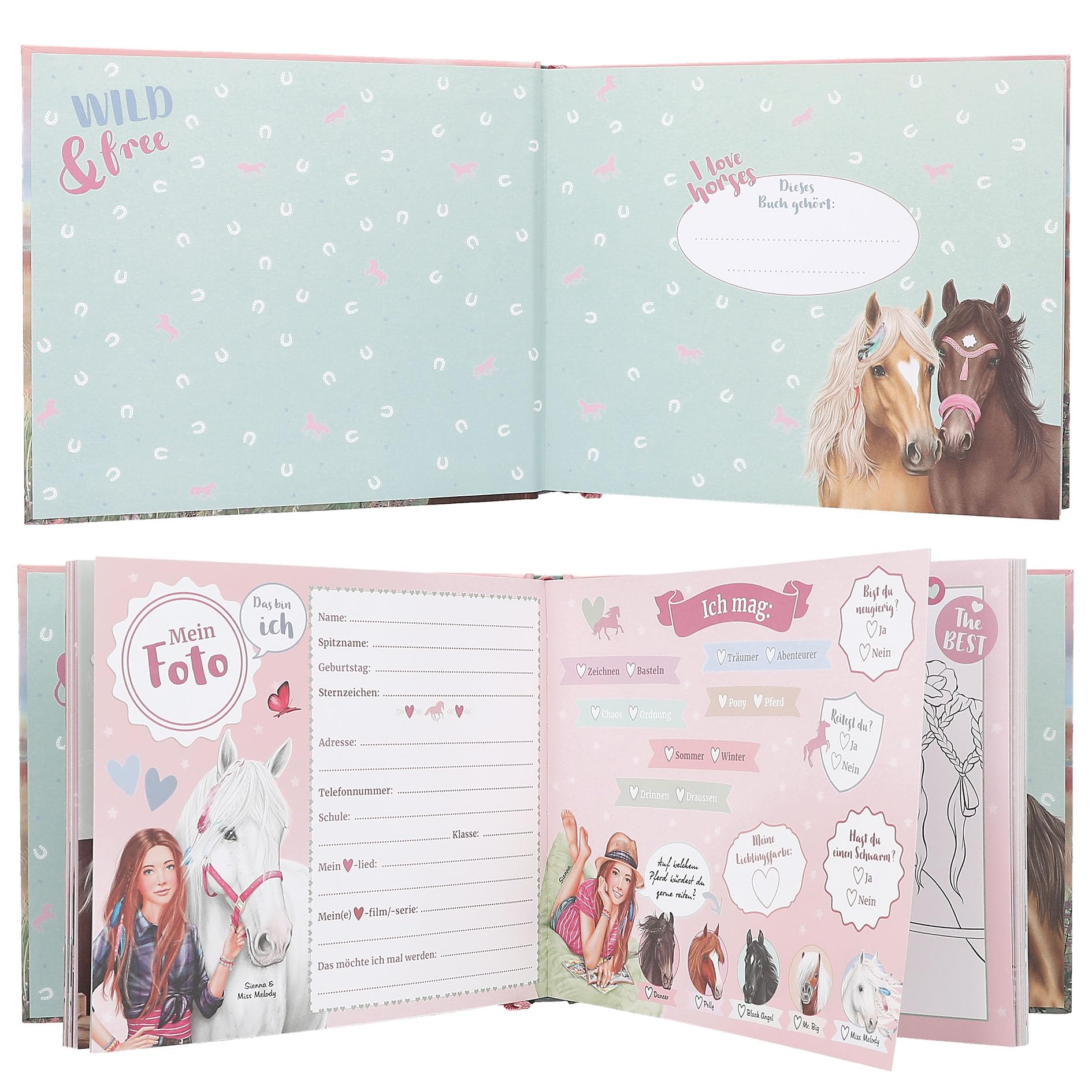Depesche Miss Melody Livre d'amitié Motif Cheval Fleurs Or 108 Pages