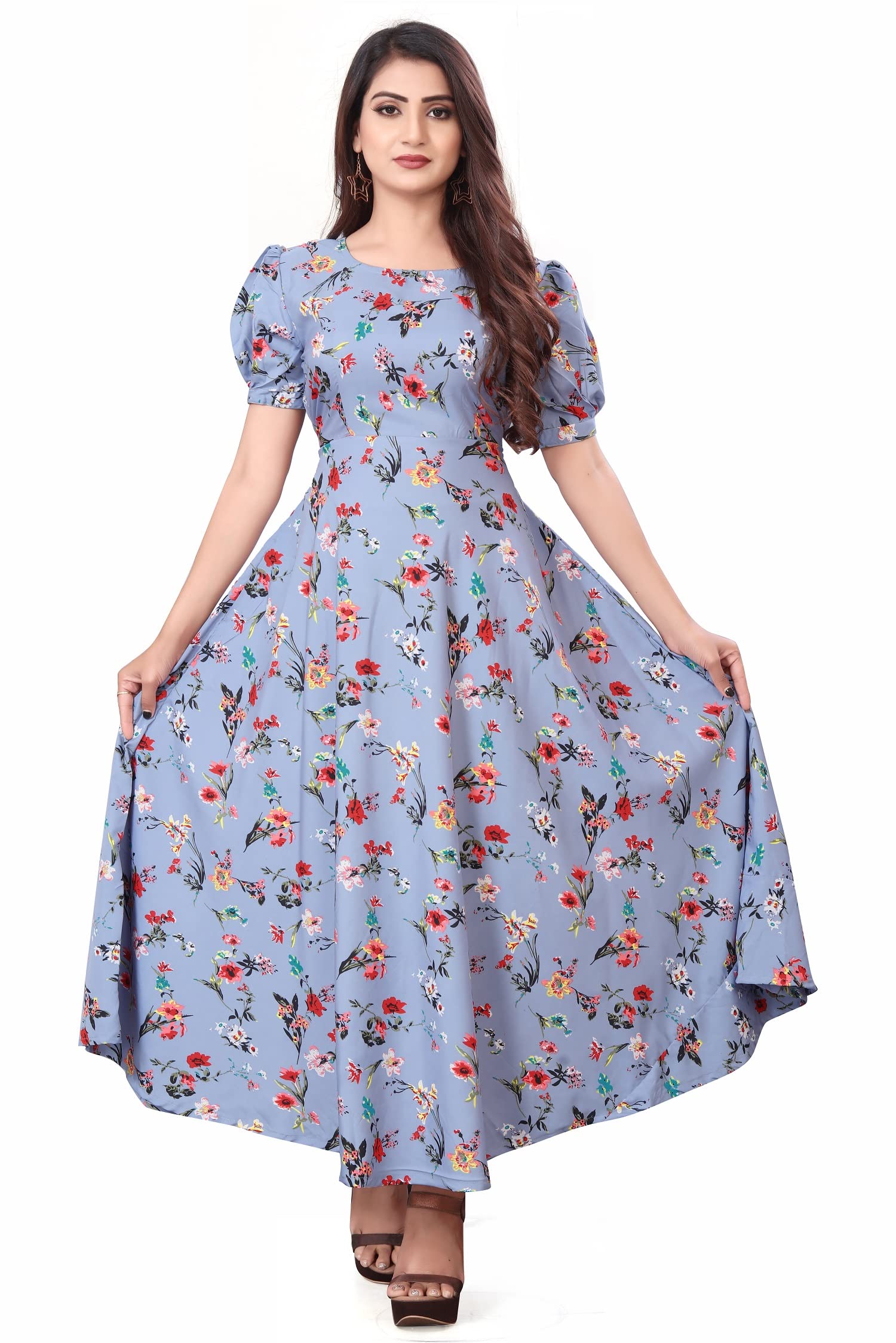 FLARED ALINE MAXI DRESS WITH FLORAL PRINT FOR WOMEN-image-43