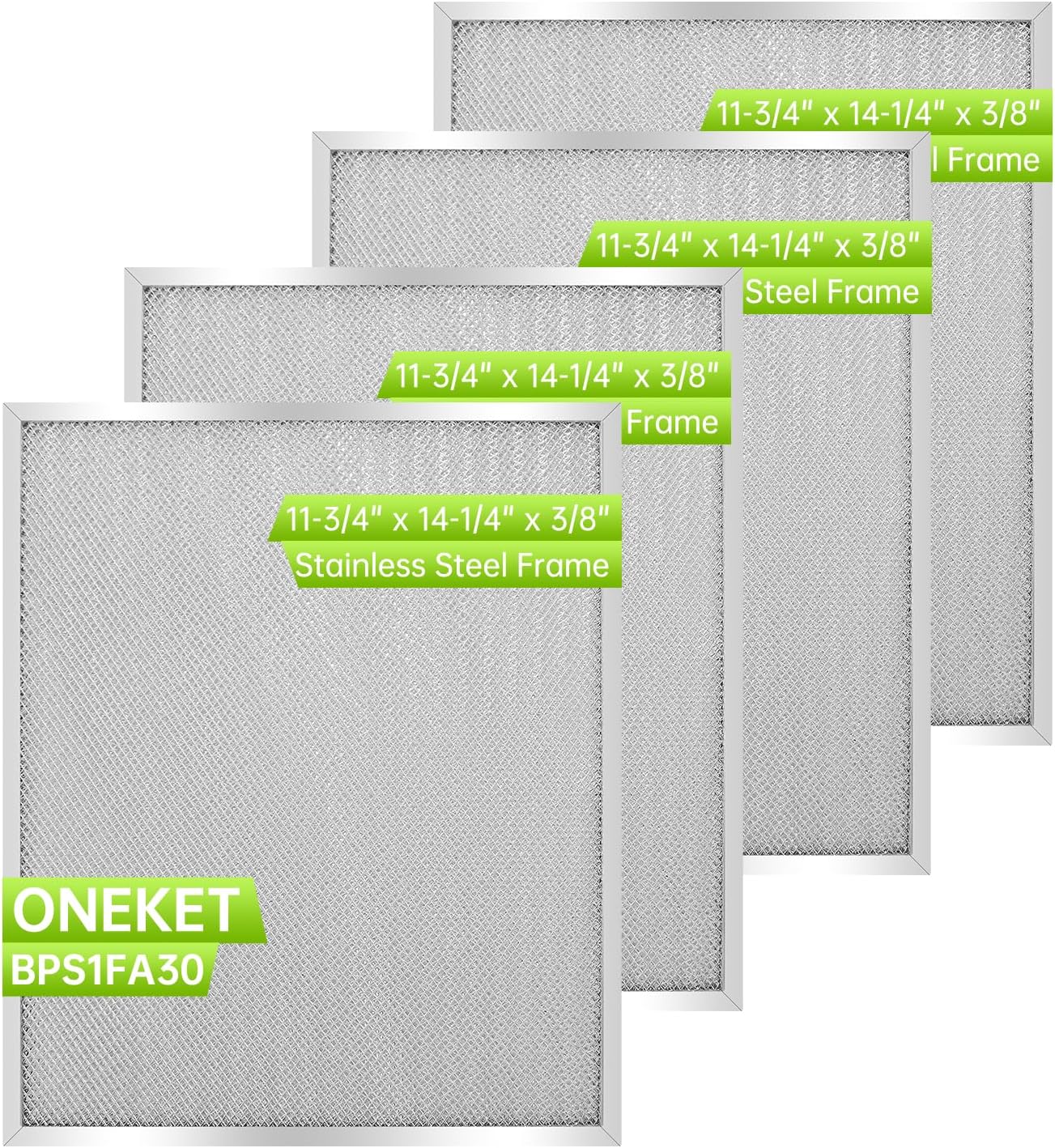 BPS1FA30 Range Hood Grease Filter 11-3/4" x 14-1/4"(4-Pack) (stainless steel) Filter Compatible with Bro.an Nu.Tone Allure Range Hood filter,Replaces 99010299 99010305 S99010305 by oneket
