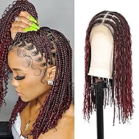 Vista 13 de Lexqui Pelucas Trenzadas sin Nudos de 36'' para Mujeres Pelucas de Encaje Trenzadas Peluca Trenzada de Encaje Completo Peluca Trenzada Sintética