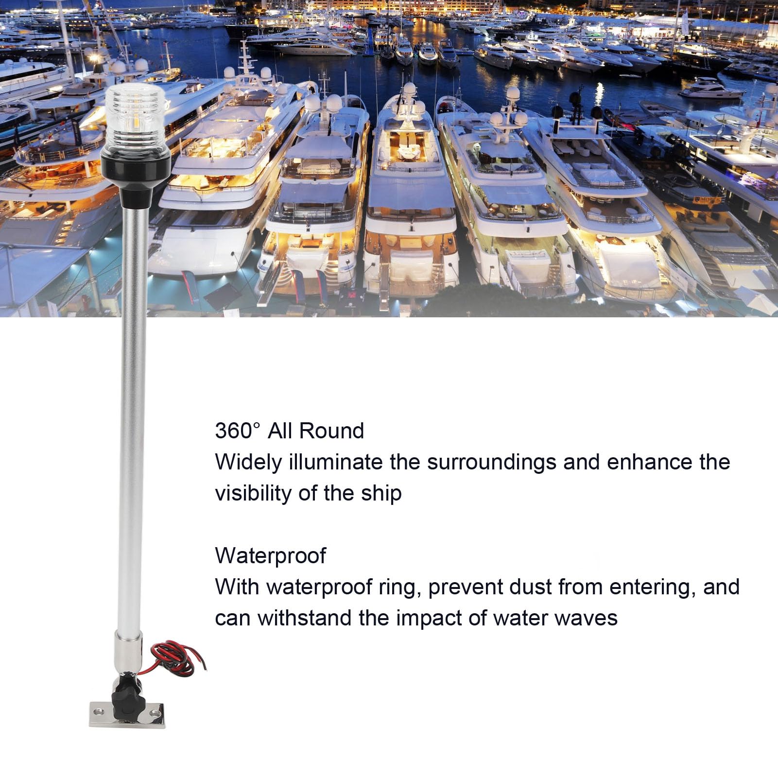 Luce di ancoraggio per barche, 22 pollici, luce posteriore a LED per barche da pesca, yacht, navi