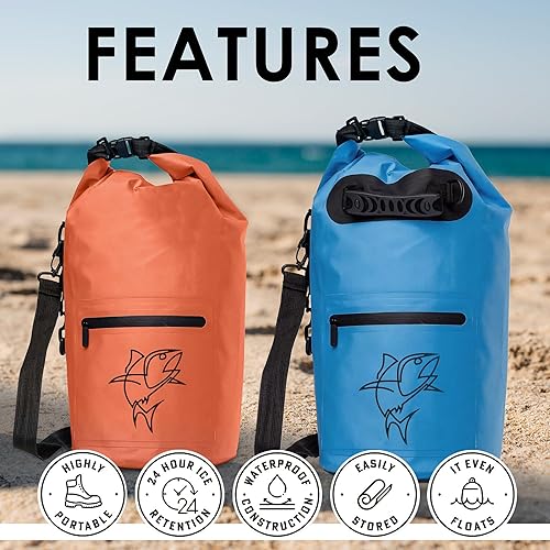 Miniatura 4 de Bolsa seca térmica térmica azul de 15 L, a prueba de fugas, enfriador flotante para kayak, canotaje, playa y viajes, bolsa térmica suave impermeable