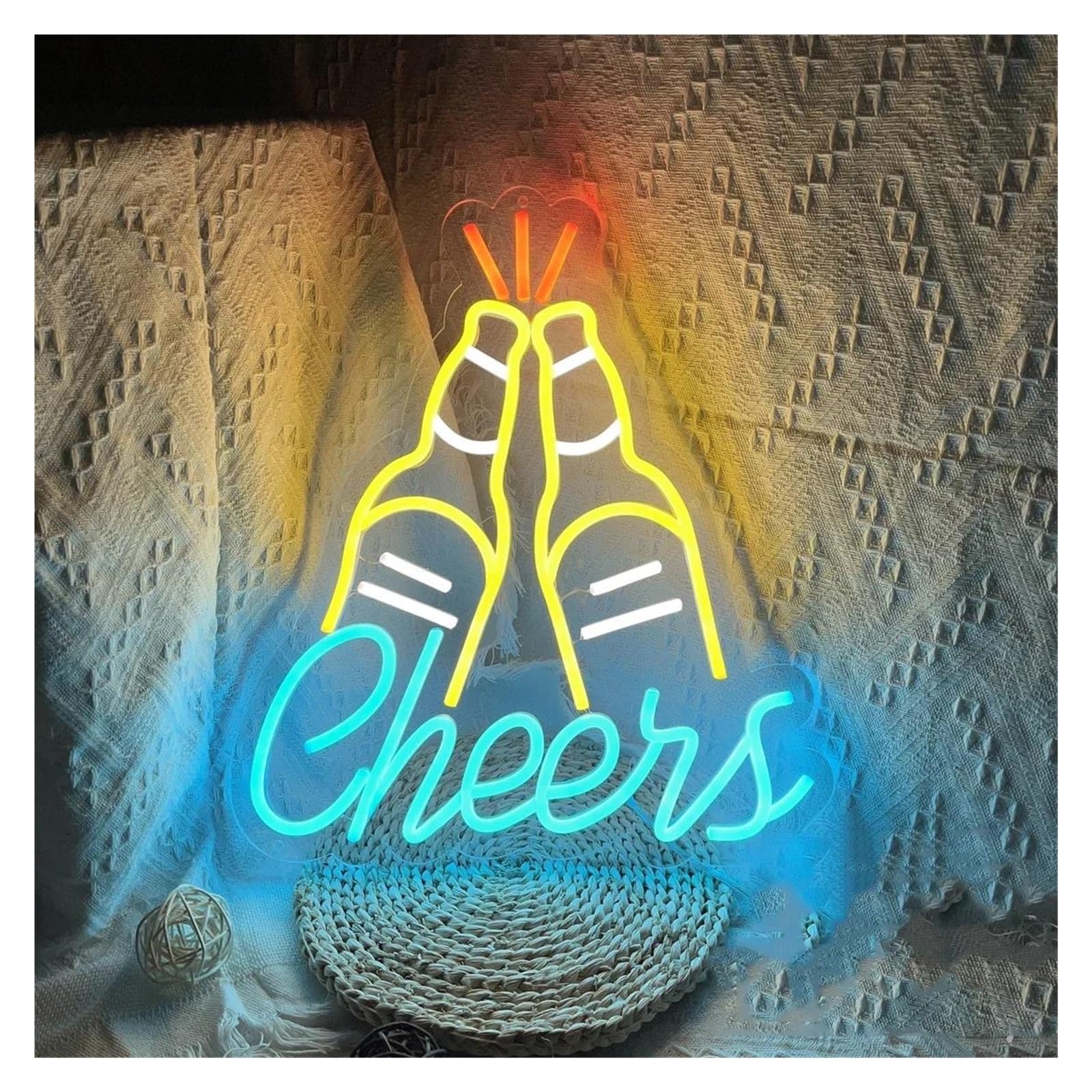 LEMST Signs Lamp Cheers Neon Sign Light for Home Bar Pub Club Living Room Cocktail Bar Personalized Wall Decor USB Powered Lamp 40cmx30cm