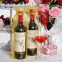 Vista 4 de Tayfremn 40 bolsas de vino de organza con cordón, bolsas de regalo para botellas de organza, bolsas de regalo doradas transparentes para envolver