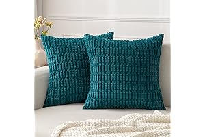 Teal and White Throw Pillow Covers 18x18 Inch Pack of 2