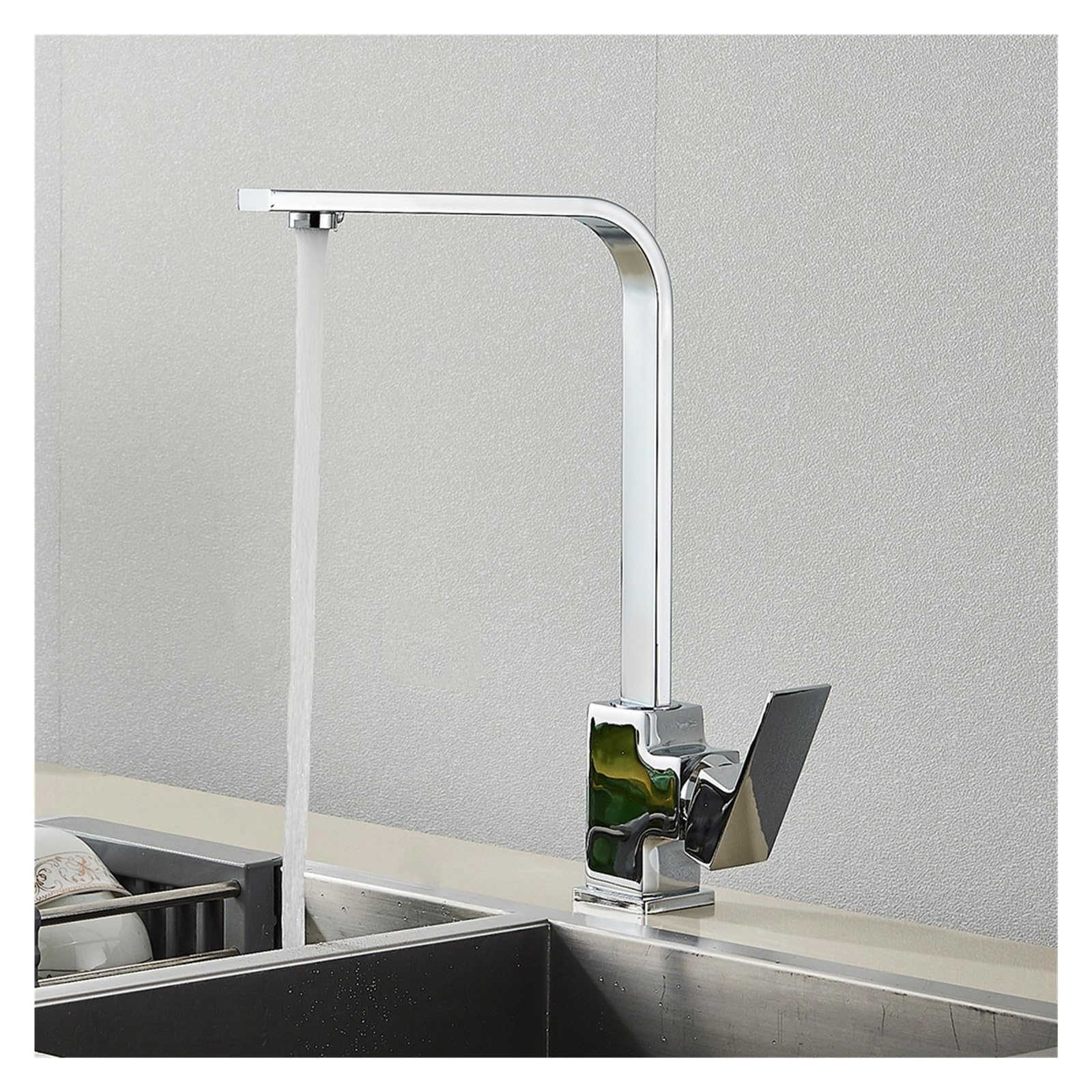 ZQFHSX Brushed Nickel 360 Degree Swivel Kitchen Faucet Countertop Installation Hot and Cold Mixing Single Lever One Hole Bathroom Crane(Brushed Nickel)