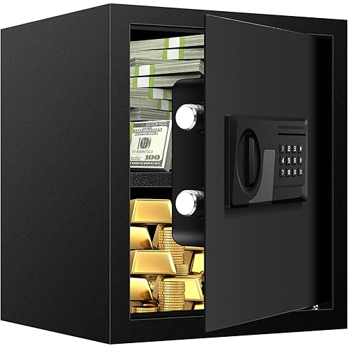 1.4 Cu ft Large Home Safe Fireproof Waterproof, Digital Security Safe Box with Combination Lock and Removable Shelf, Fireproof Document Safe for Home Money Firearm Medicines