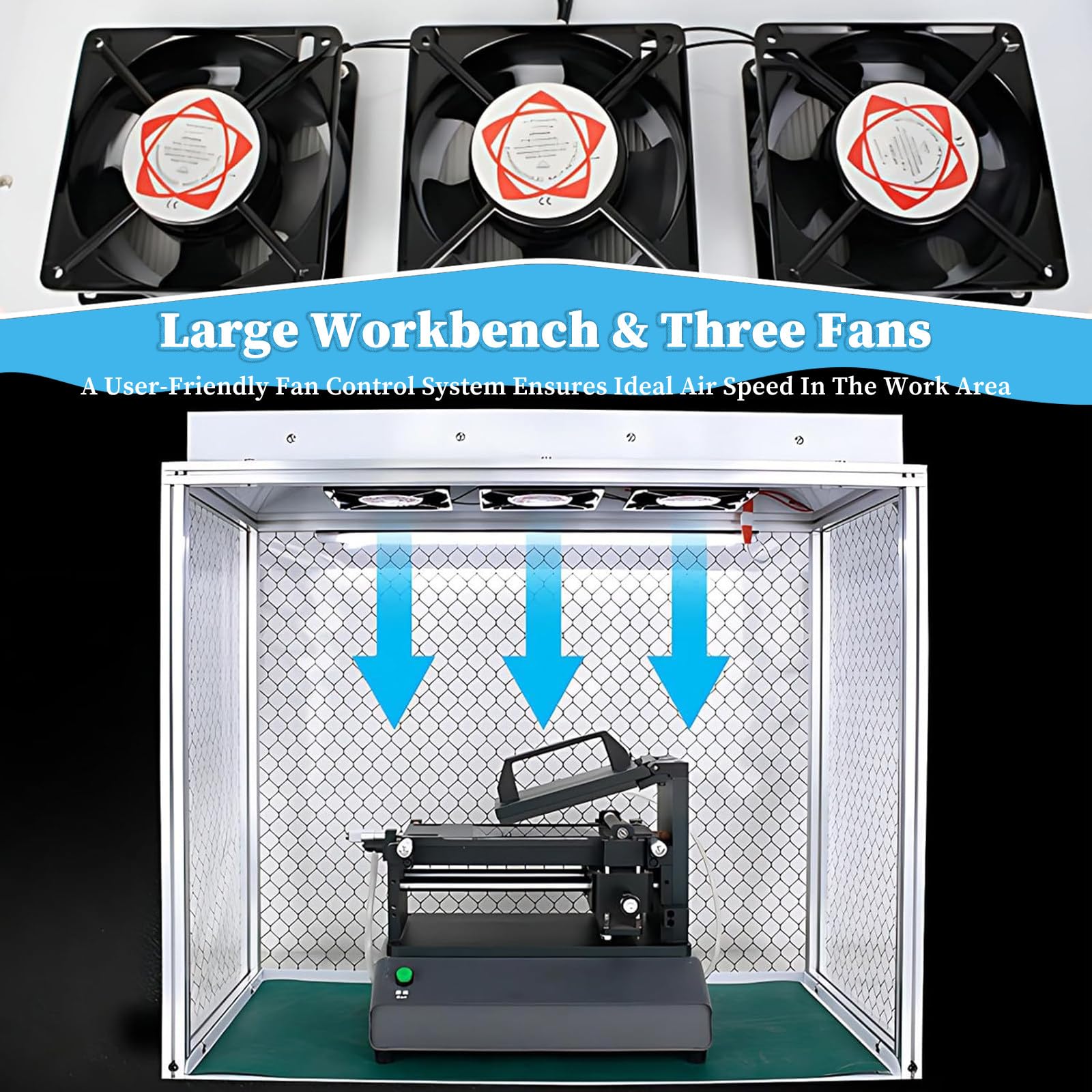 Cabina Flujo Laminar Vertical para Micología, Cabina de Flujo Laminar Vertical con 3 Ventiladores, Ideal para Reparación de Teléfonos y Uso en Laboratorios, Silenciosa