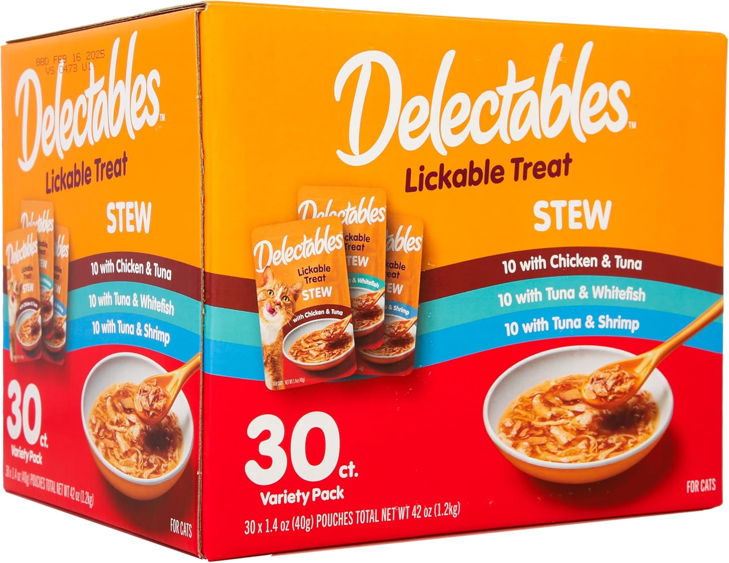 GYCO Delectables Stew Lickable Wet Cat Treats Variety Pack, 30 Count. Delectables Stew Variety Pack Lickable Cat Treats.