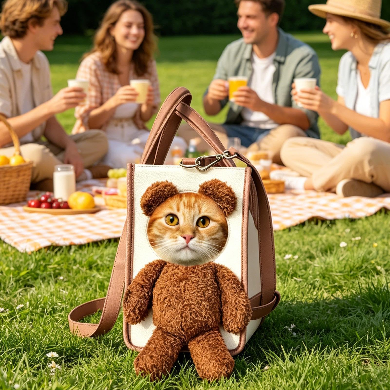 Transportín de Mascotas Bolso Tote Transpirable Oso Cabeza Fuera