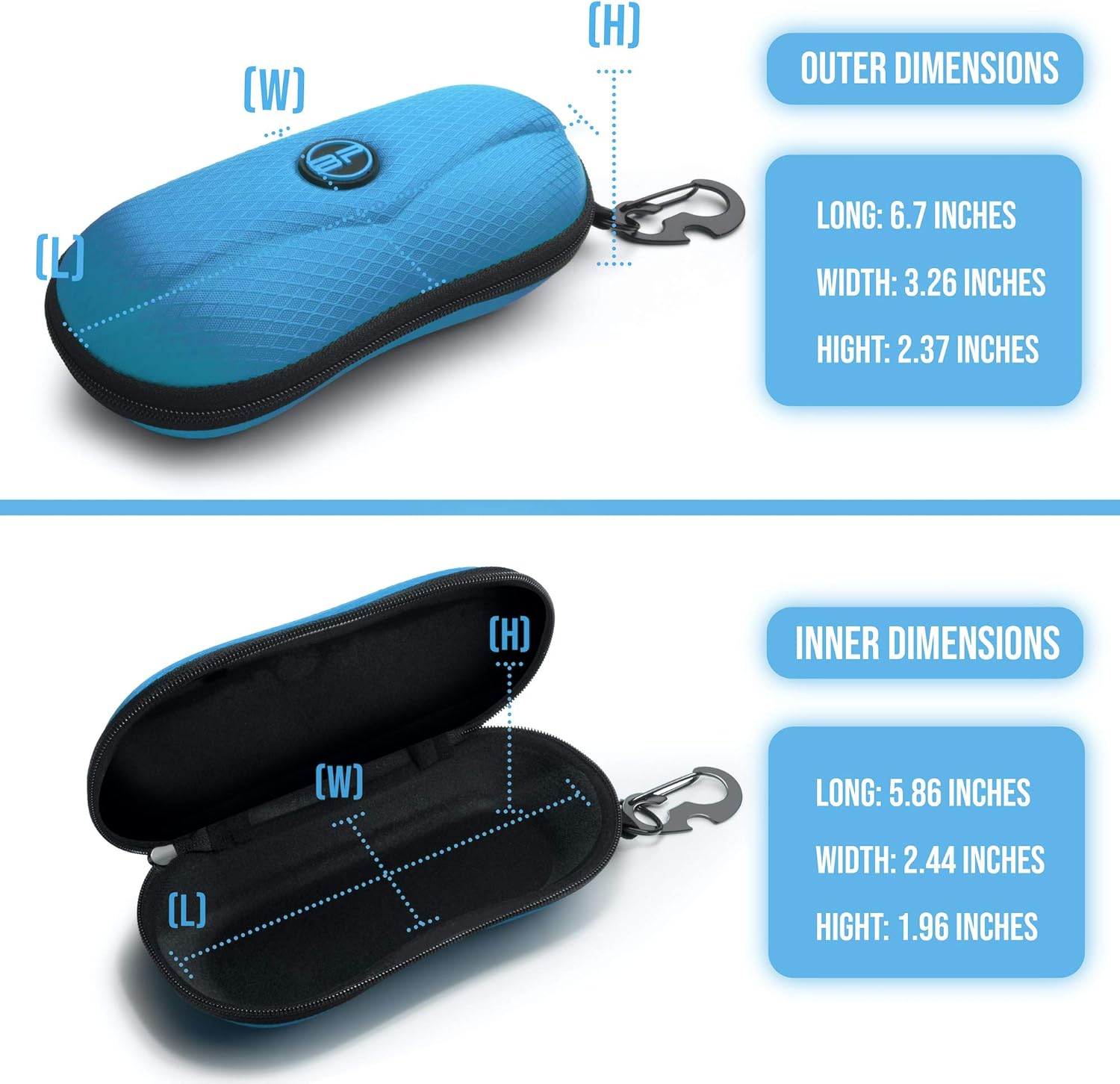 BLUPOND Sunglasses Case Semi Hard EVA Shell with Metal Hanging Hook Belt Clip Sun Glasses Storage - Image 3