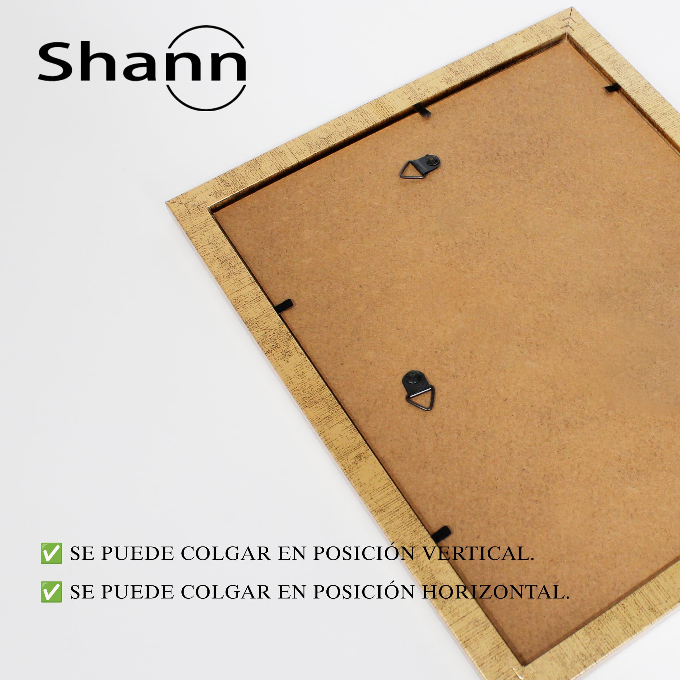 SHANN Parck 2 Marco de Fotos Dorado, 40x50 cm, Soporte de Mesa y Pared, Desmontable – Decoración Moderna para Hogar y Oficina