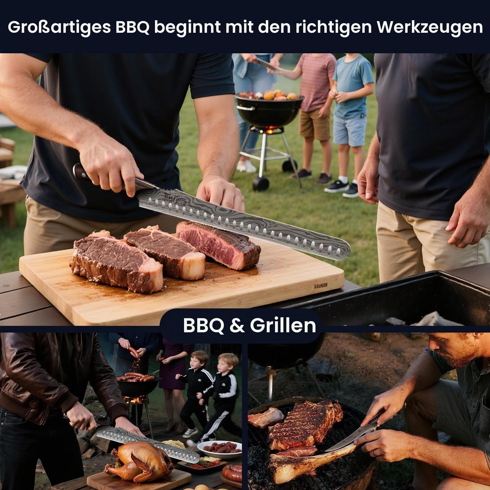 SYOKAMI Fleischermesser Set 2-teilig, Küchenmesser zum Schneiden von Fleisch, Hackmesser, Ausbeinmesser & Zerlegemesser, Japanischer Stil aus Hochkohlenstoffstahl, Zum Hacken, Schneiden, Ausbeinen