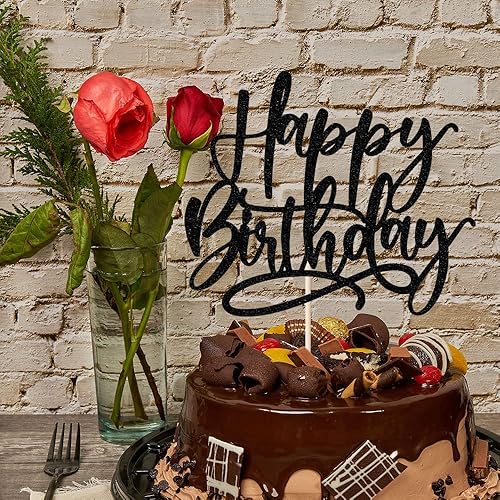 Miniatura 7 de Decoración de pastel de feliz cumpleaños con purpurina, decoración de fiesta de celebración de aniversario, suministros de decoración de fiesta de