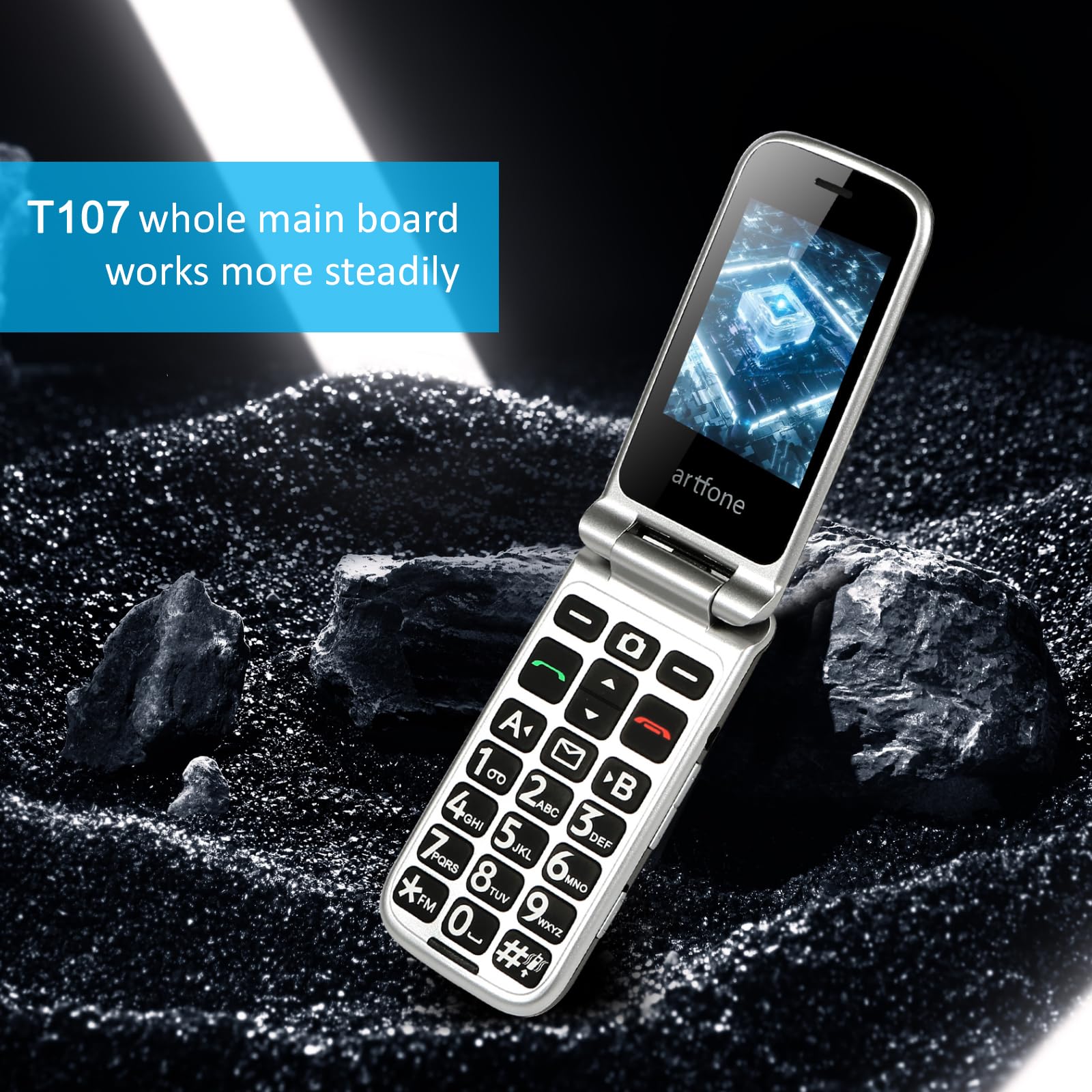 artfone Telefono Cellulare per anziani,Telefoni Cellulari Tasti Grandi,Pantalla 2,4+1,77 Doppio display,Funzione SOS,Volume alto,facile da usare per anziani D6 4G LTE Nero