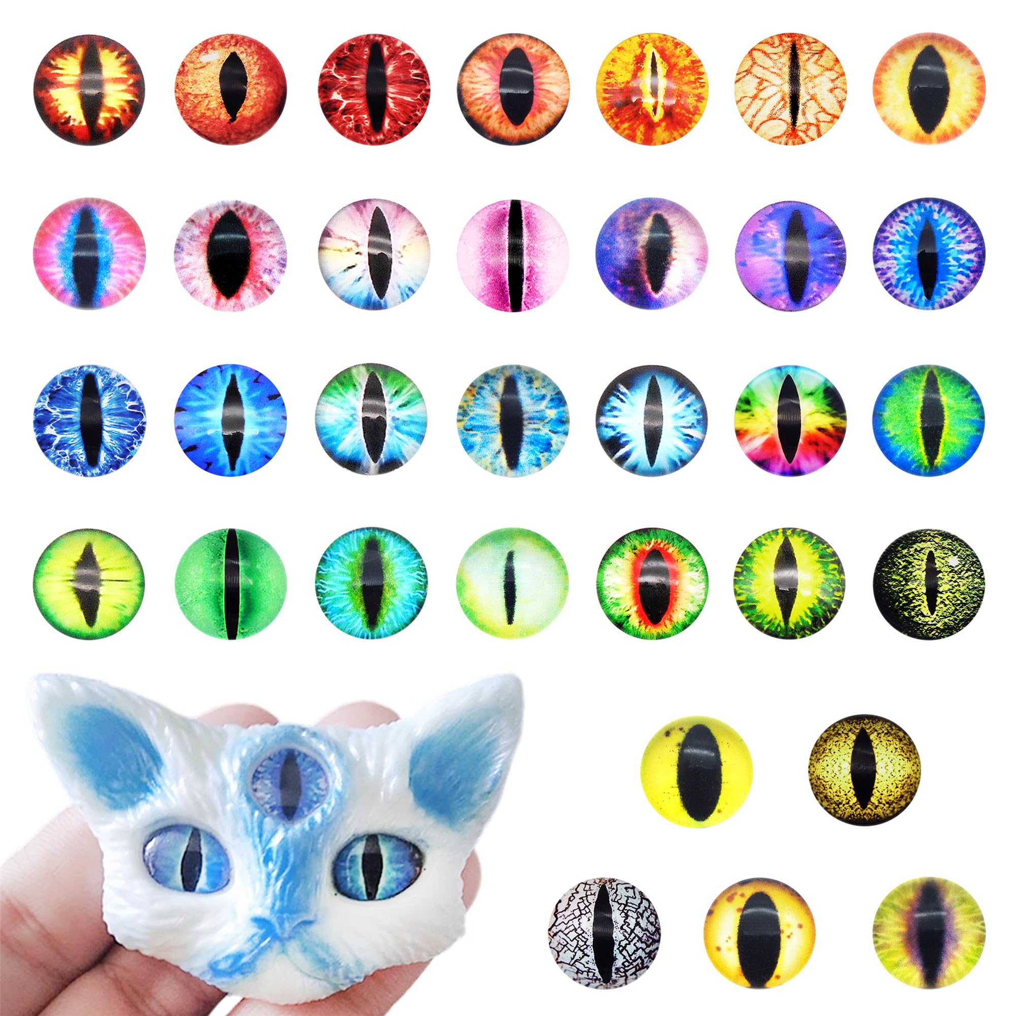 Cabochons en verre 18 mm aux reflets intenses pour finitions de poupées de collection