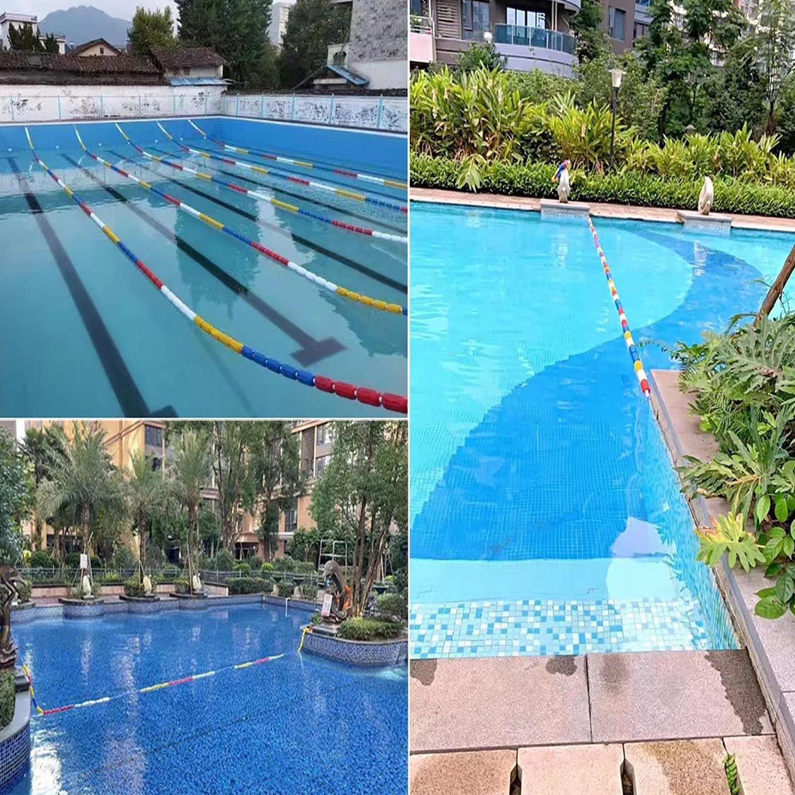 Corde Piscine sécurité Flotteurs De Sécurité De Piscine Réglables, Couloir De Sécurité avec Corde De Séparation avec Accessoires, Kit De Ligne De Flotteur Natation(L 17m)