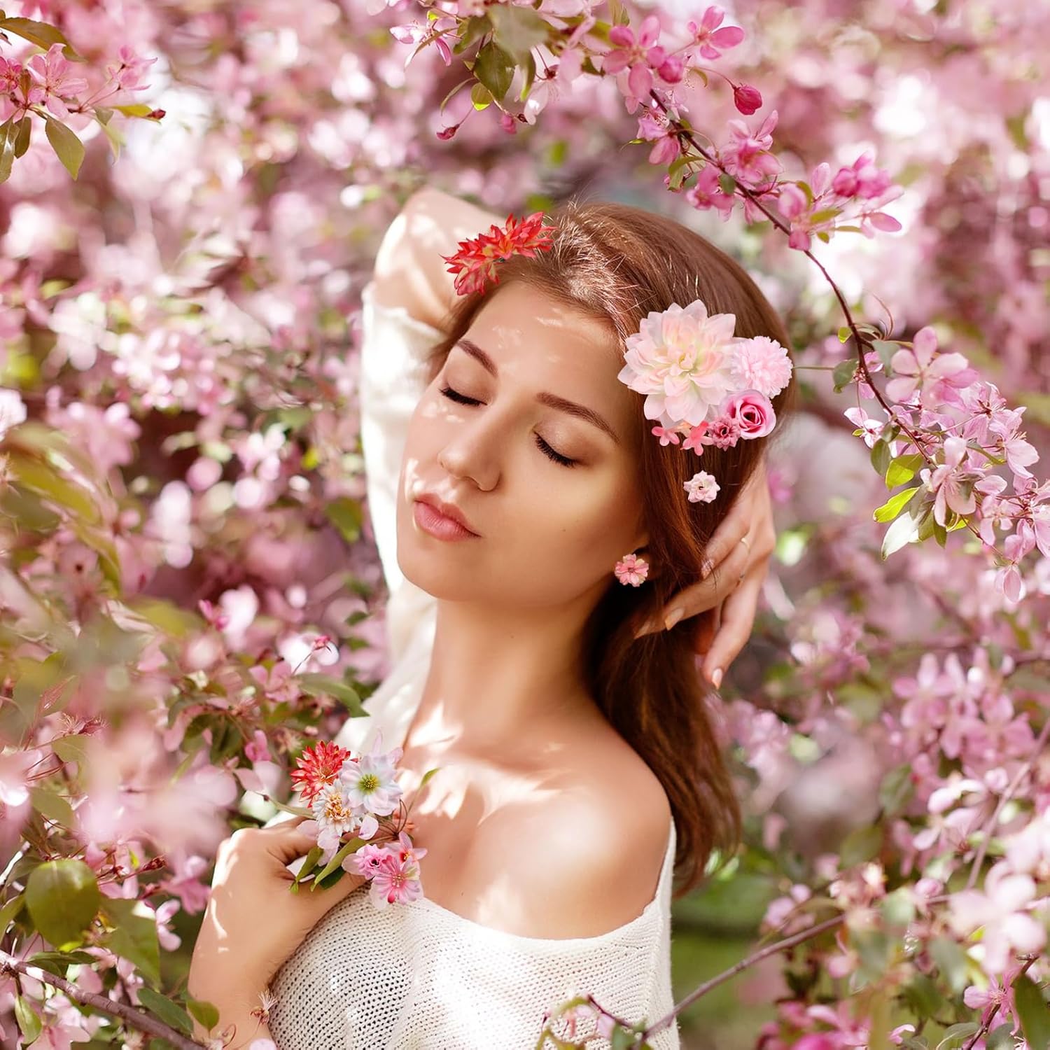 Artificial Flower Heads, Mini Silk Roses Peonies Daisy Pink Floral Fake Flower Heads for DIY Wreath Gift, Cake Decorations, Table Centerpieces, Party Wedding Home Decoration, 26PCS - Image 7