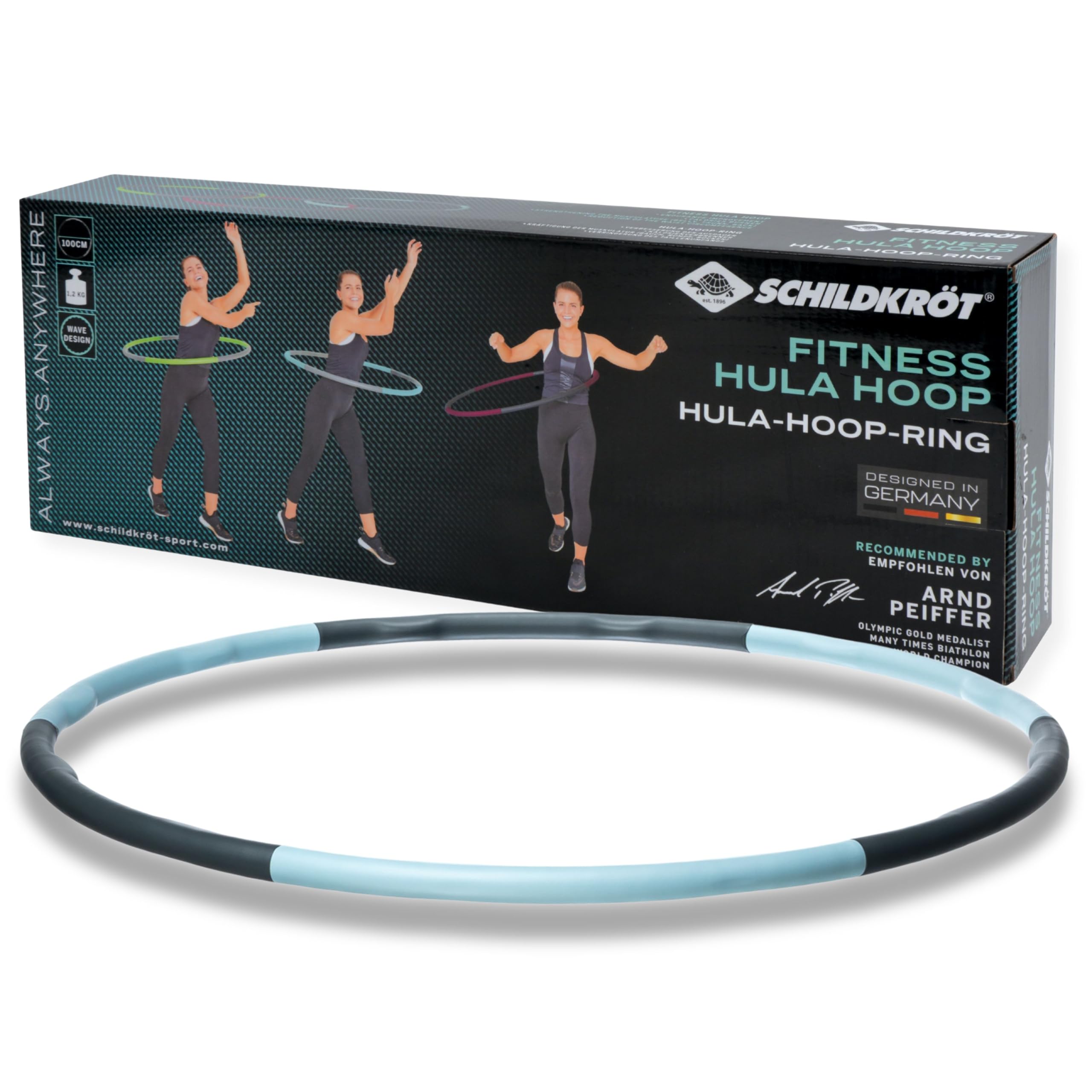 Schildkröt Fitness Hoop, Hula Hoop, Diameter 100 cm, 1,2 kg, Anthracite-Sky Blue, 960236