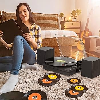 ミュージック hi Amazon.com: Vinyl Record Player with Two Stereo Speakers