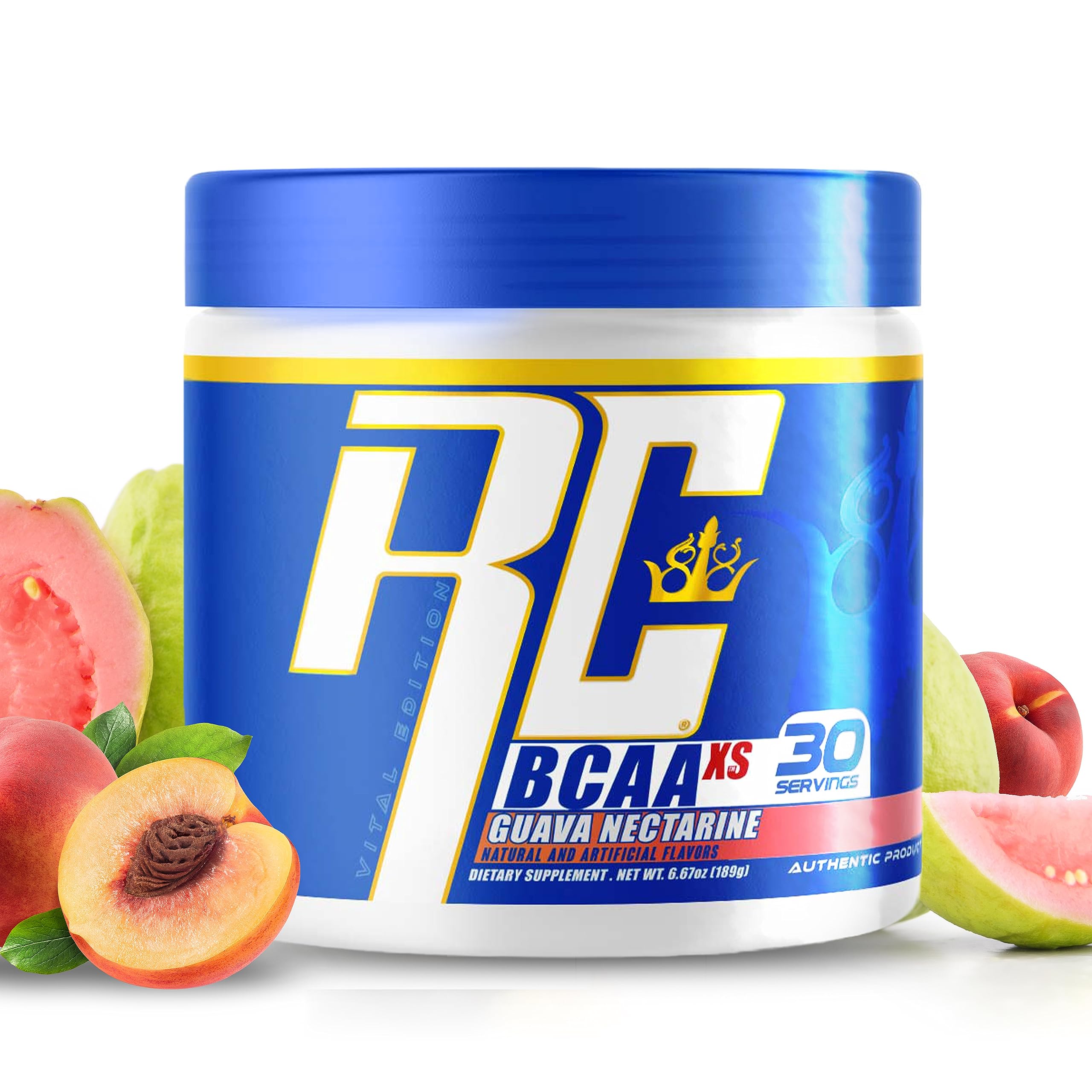 Ronnie Coleman Signature Series30 Servings, XS BCAAs Amino Acids Powder with EAAs, Sugar Free Hydration Drink and Muscles Recovery Supplements, Guava Nectarine Flavored Post Workout Powder