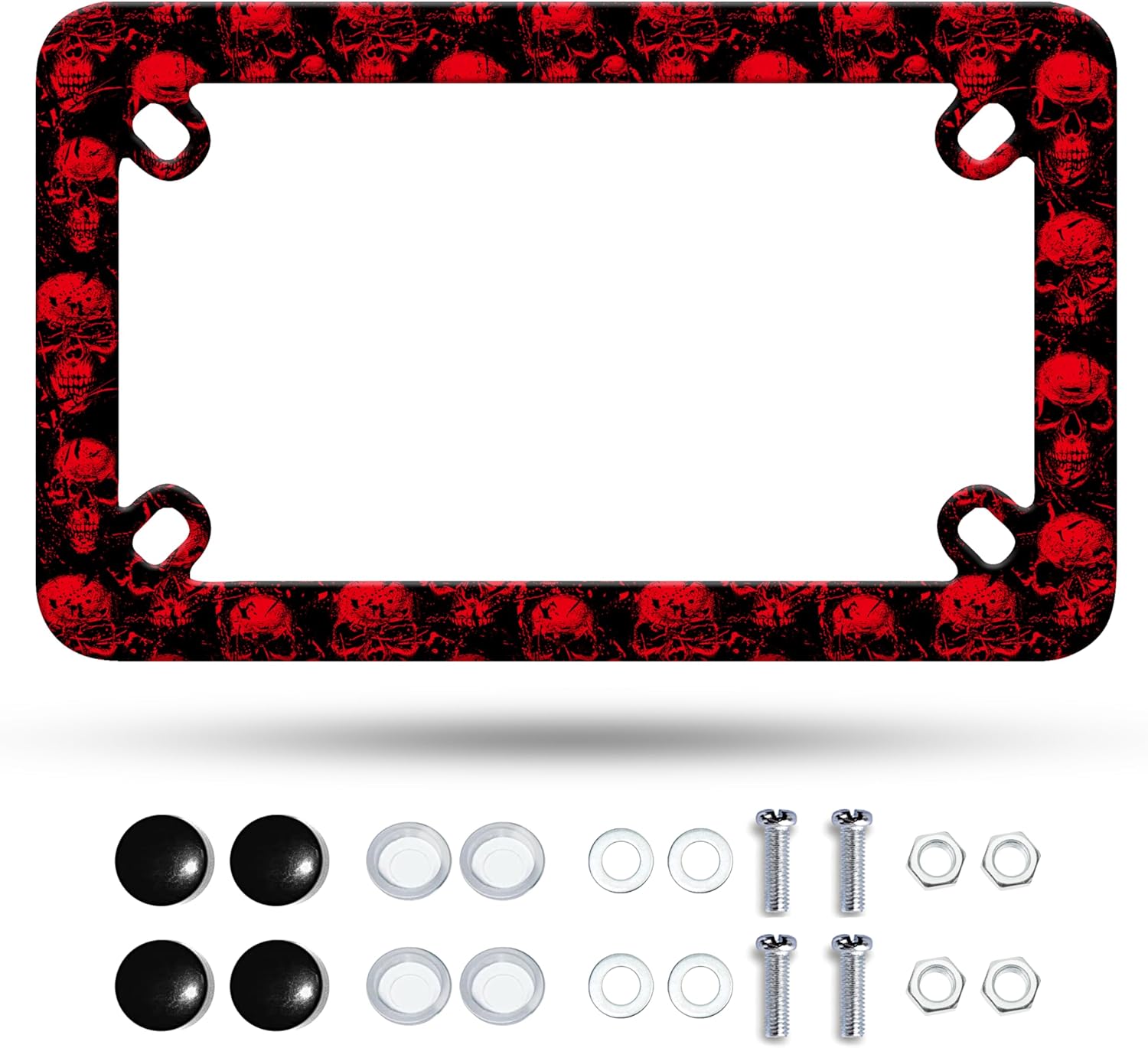 Marco de placa de matrícula de calavera roja para motocicleta, material de acero inoxidable, divertido soporte para placa de motocicleta, accesorios