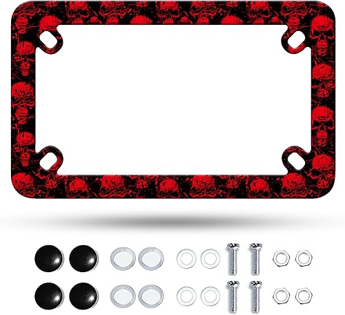 Marco de placa de matrícula de calavera roja para motocicleta, material de acero inoxidable, divertido soporte para placa de motocicleta, accesorios