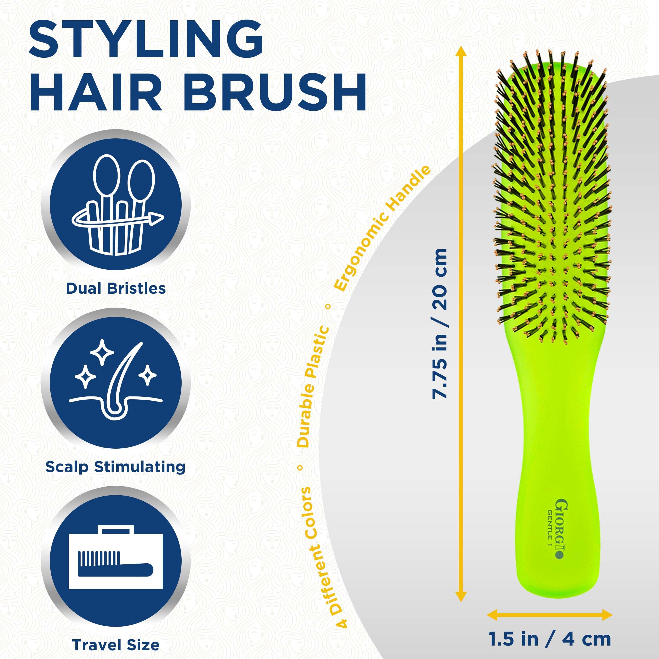 Giorgio Neon Styling Haarbürste Dresser Größe Wet & Dry Pro Entwirrer, weich für empfindliche Kopfhaut, für Männer, Frauen & Kinder, alle Haarlängen, langlebig und antistatisch