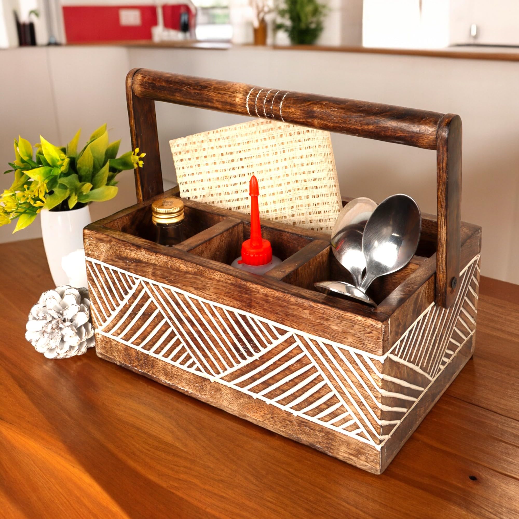 WOOD ART STORE Wooden Rack Holder For Home, Office and Resturant, Multipurpose storage rack, Cutlery Holder, Pen Holder, Napkin Holder 4 Campartment (B0D45H3T6N) Amazon Price History, Amazon Price Tracker
